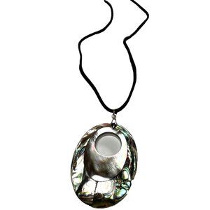 Women's Chunky Necklace Chrome Oval Statement Necklace, Designer Pre Ownded